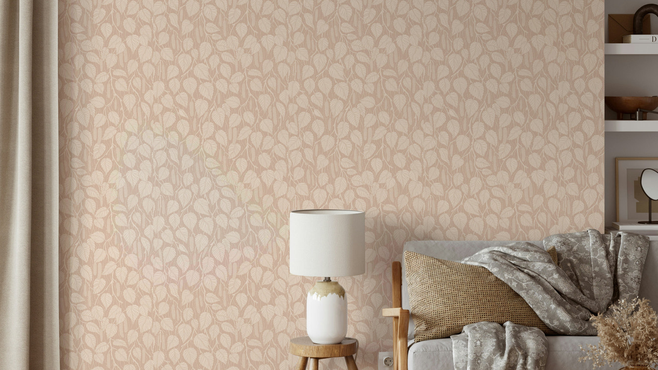 Terra-toned birch branches wallpaper design

