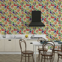 Fresh and bright kitchen wallpaper pattern

