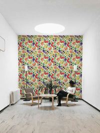 Dining room accent with fresh fruit wallpaper

