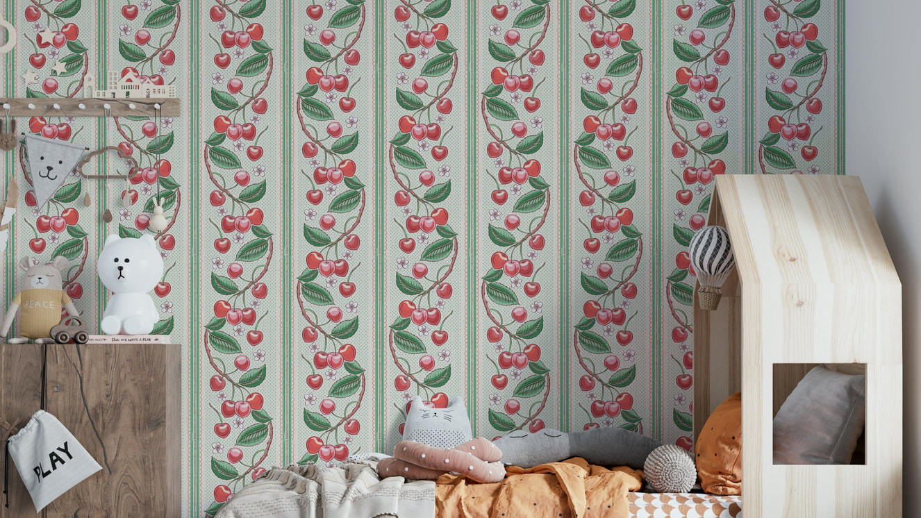Vibrant cherry motif wallpaper for walls

