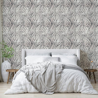 Black and white boho zebra wallpaper full view

