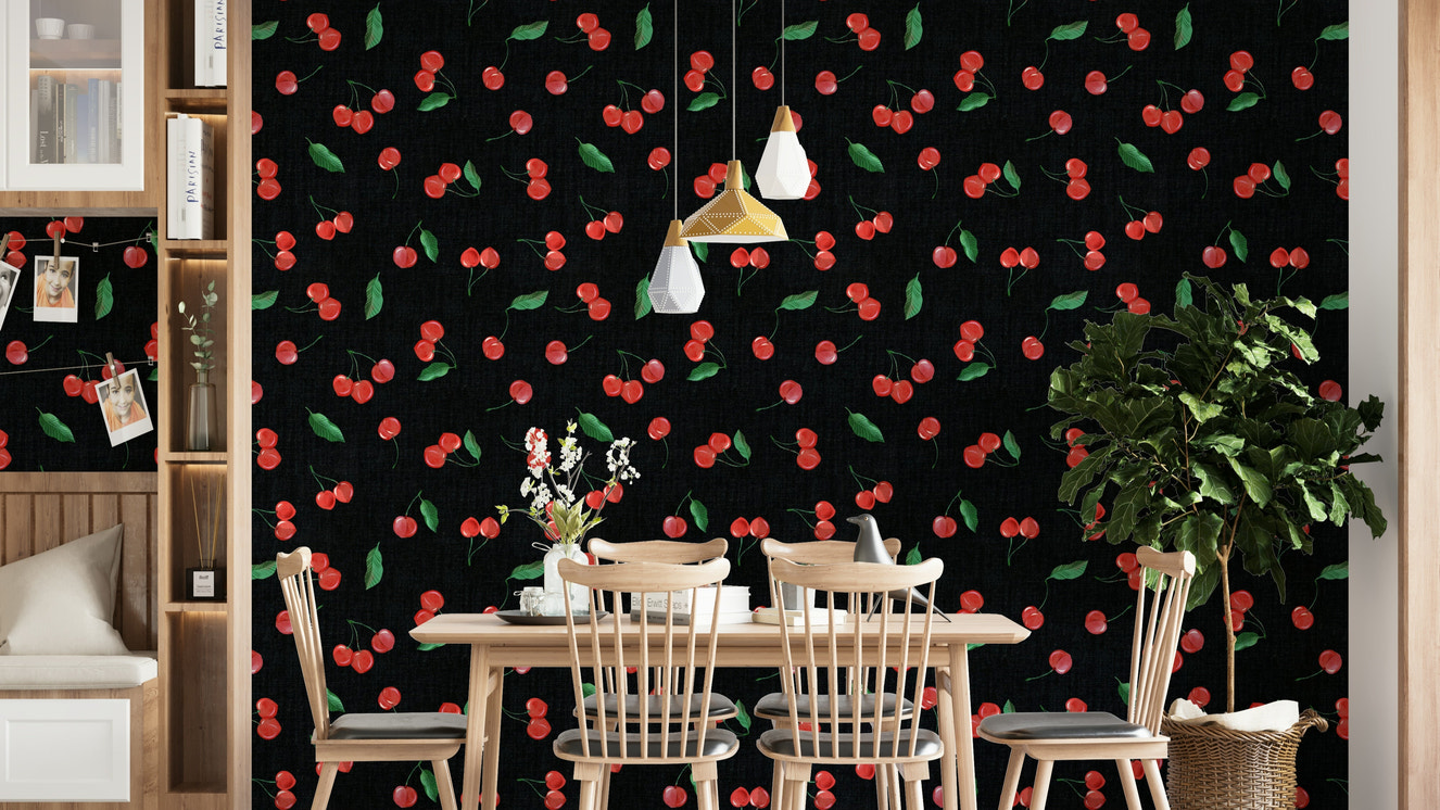 Contemporary cherry wallpaper mural design

