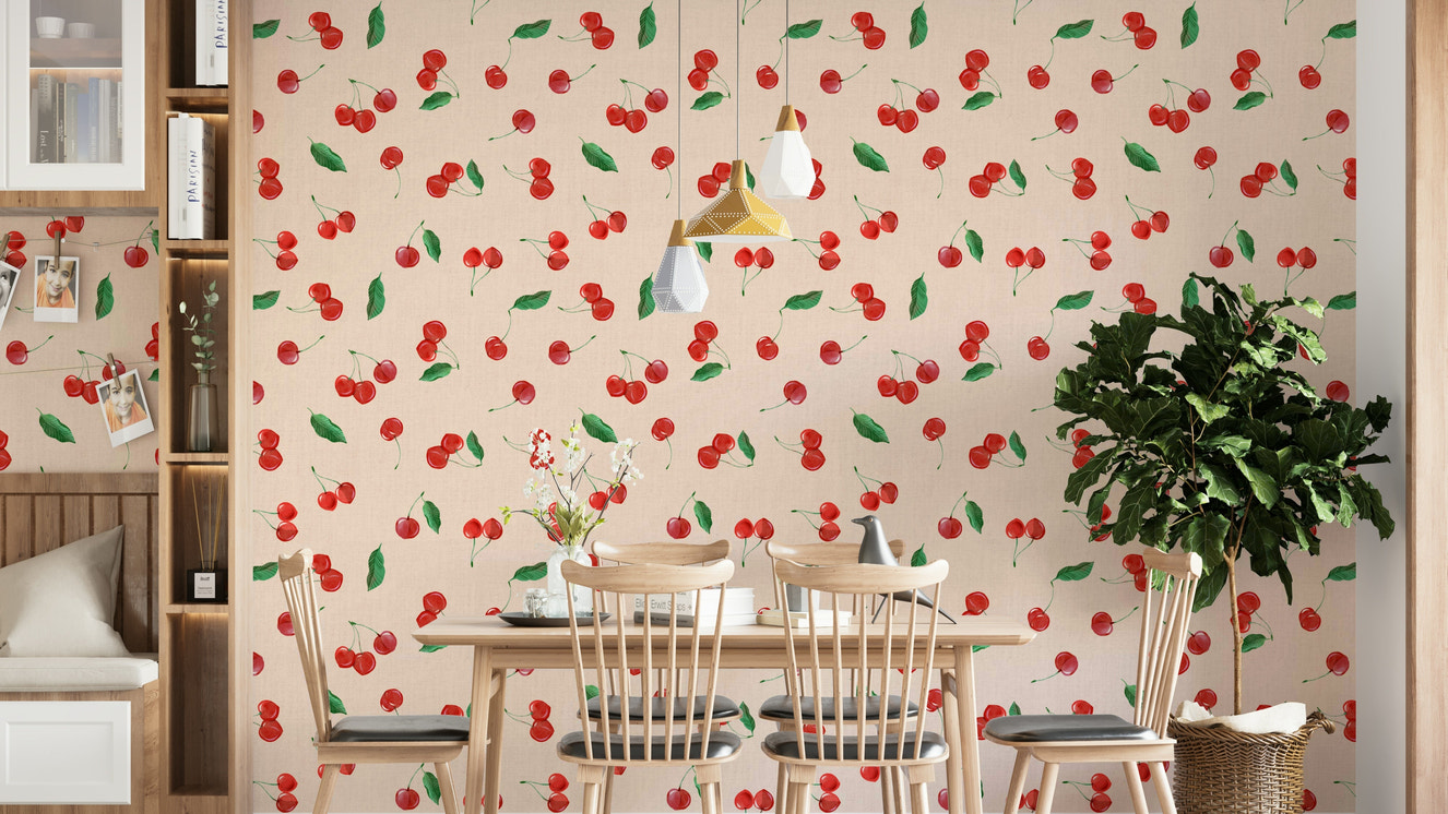 Vibrant red cherry wallpaper texture


