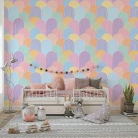 Nursery wallpaper with pastel rainbows for walls

