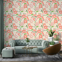 Close-up of bold coral flowers mural wallpaper



