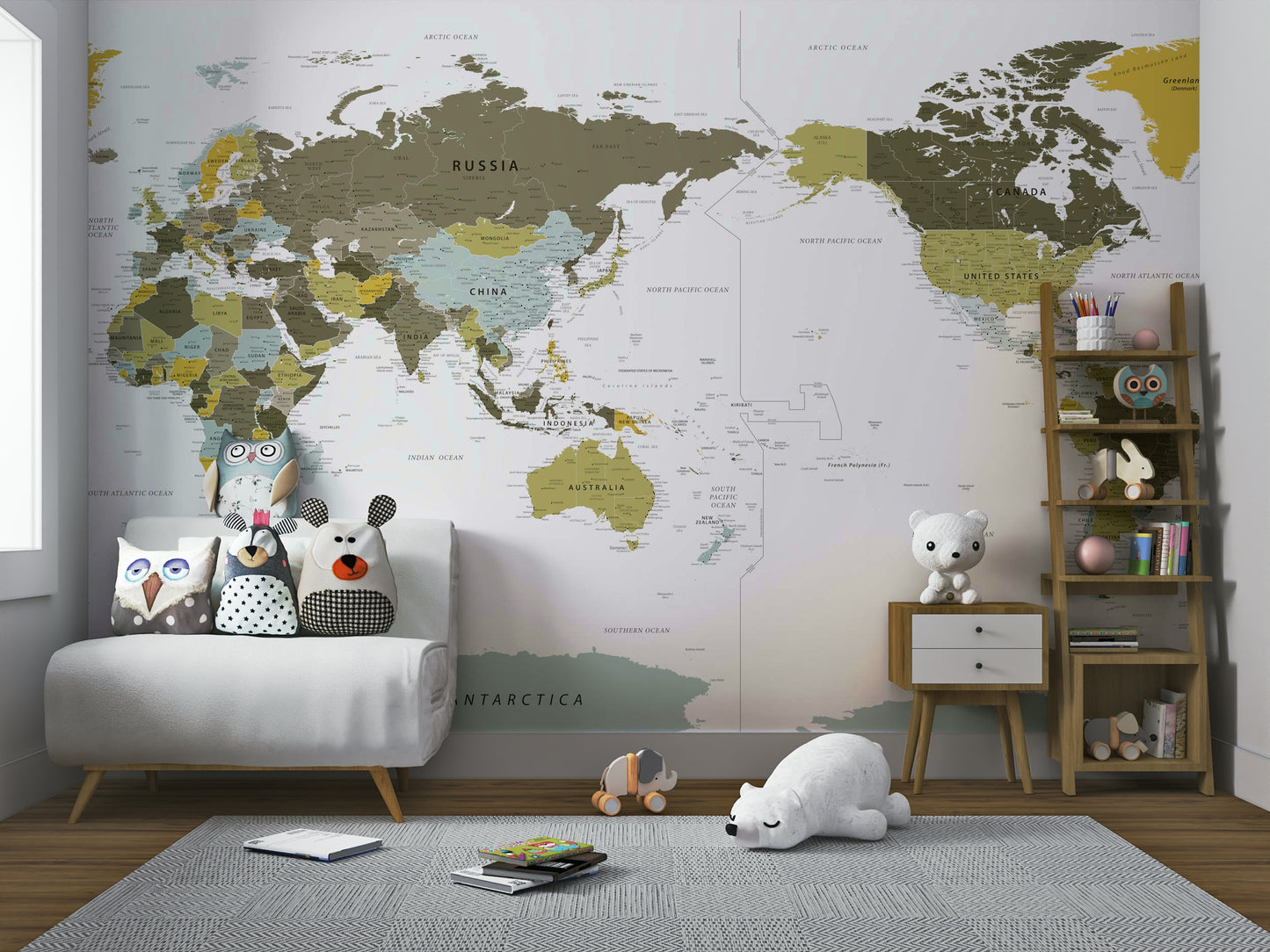 Stylish educational mural wallpaper close-up

