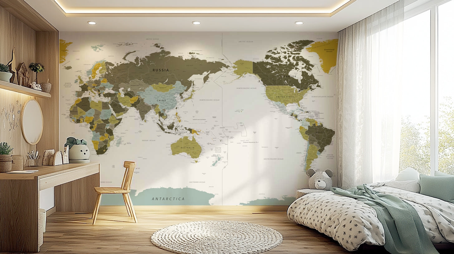 Educational world map wallpaper for walls

