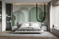 Subtle green wallpaper pattern detail

