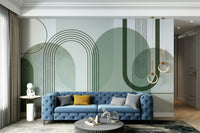 Sage Green Archways Wall Mural full view

