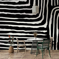Neutral and black stripe mural

