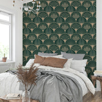Luxurious gold fan wallpaper for statement walls

