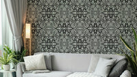 Black and white floral mural
