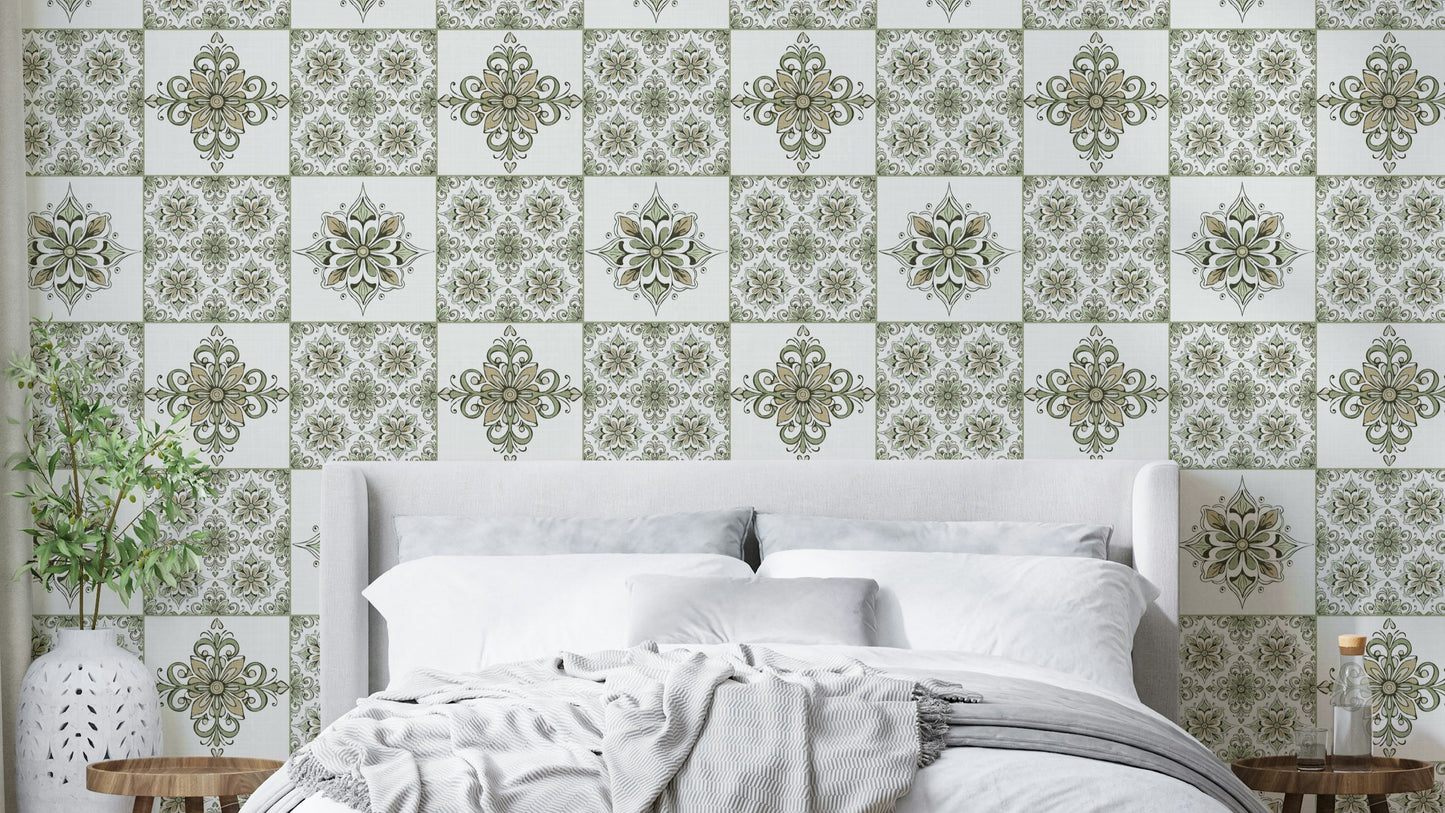 Floral tile wallpaper for walls
