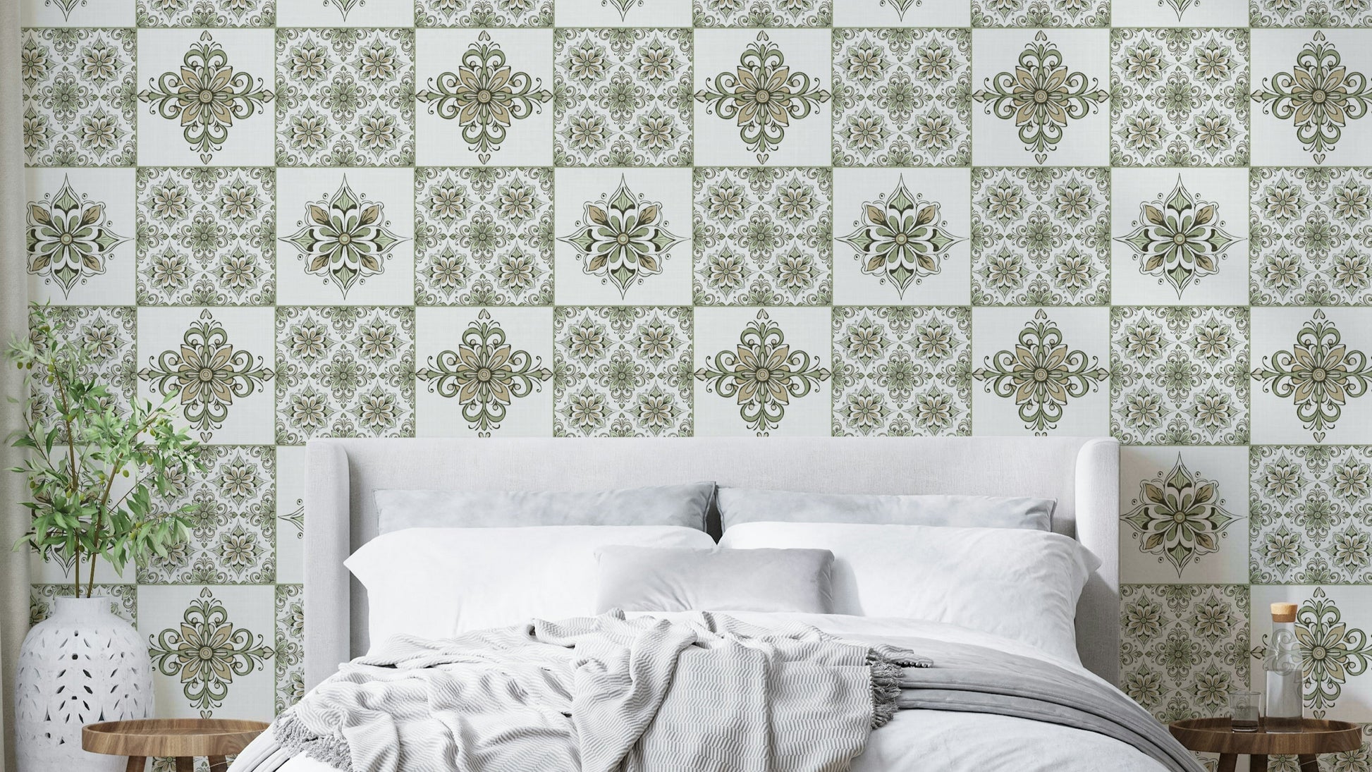 Floral tile wallpaper for walls
