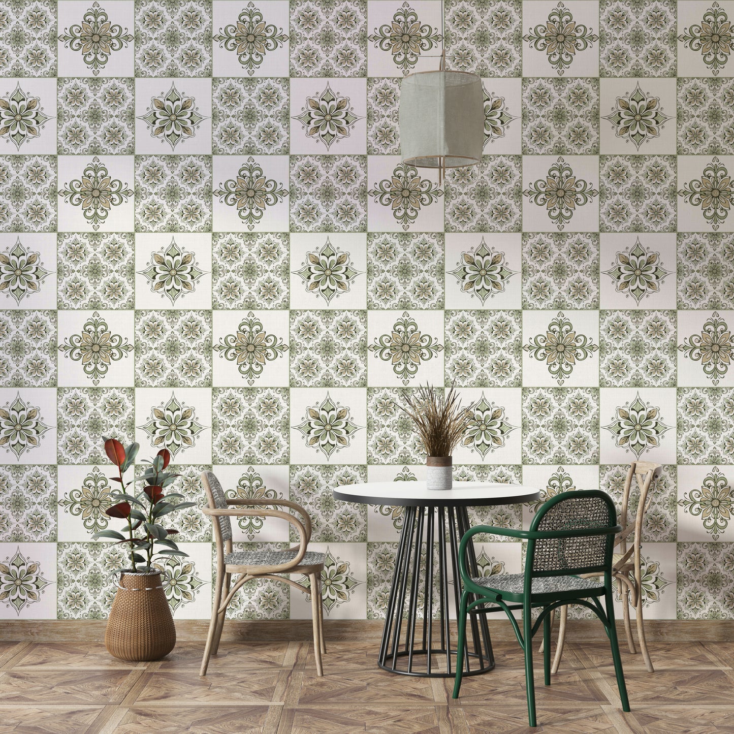Soft sage green wallpaper design
