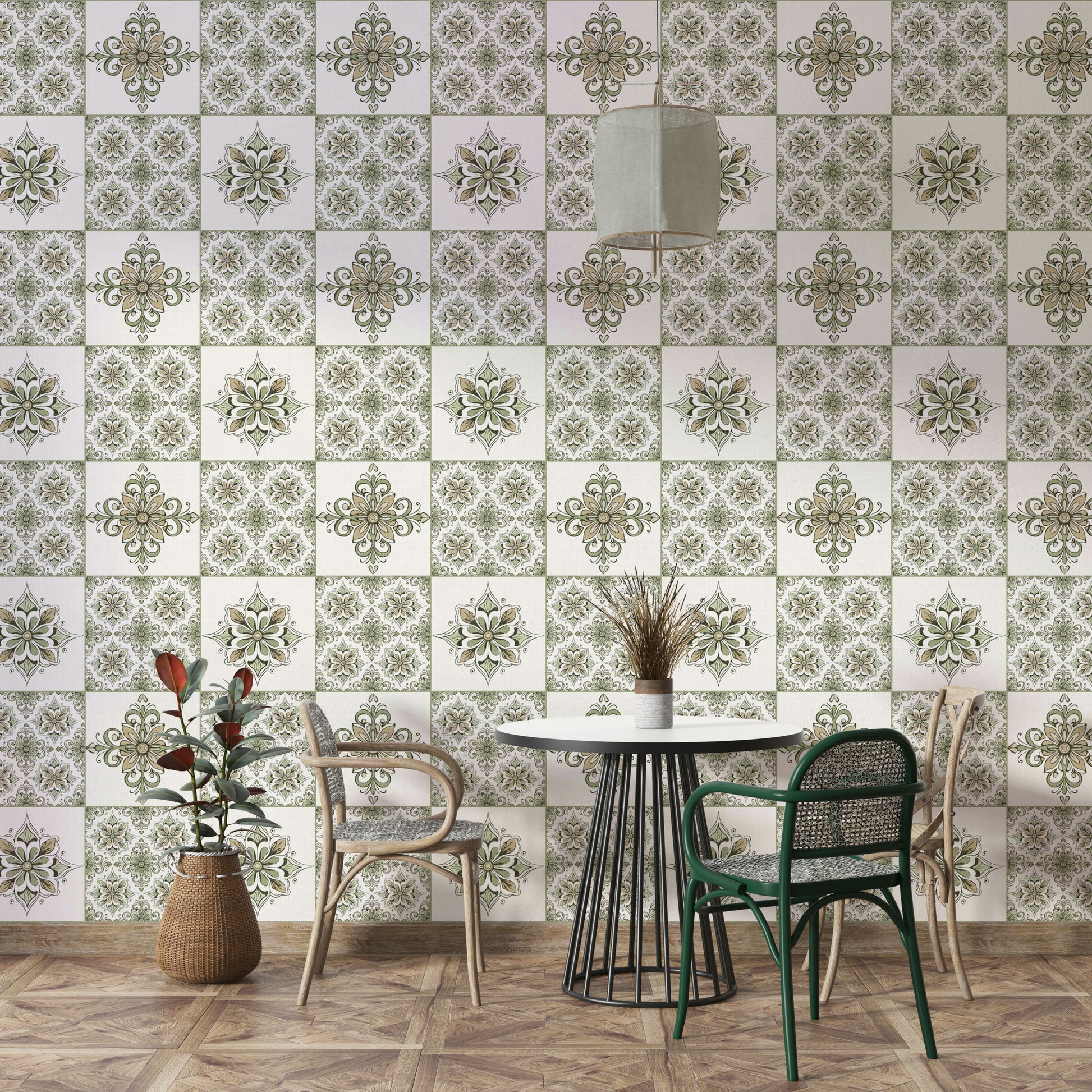 Soft sage green wallpaper design
