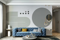 Grey Tones Retro Wall Mural full view

