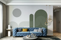 Soothing curved design mural wallpaper detail

