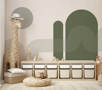 Bedroom with serene curves wall mural

