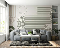 Close-up of flowing retro lines mural wallpaper

