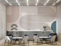Close-up of flowing retro lines mural wallpaper

