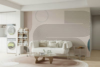 Modern Retro Lines Wall Mural full view


