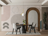 Living room with modern retro wall mural

