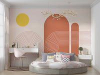 Living room with sunset vibes wall mural

