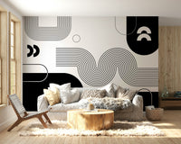 Bedroom accent wall with flowing design

