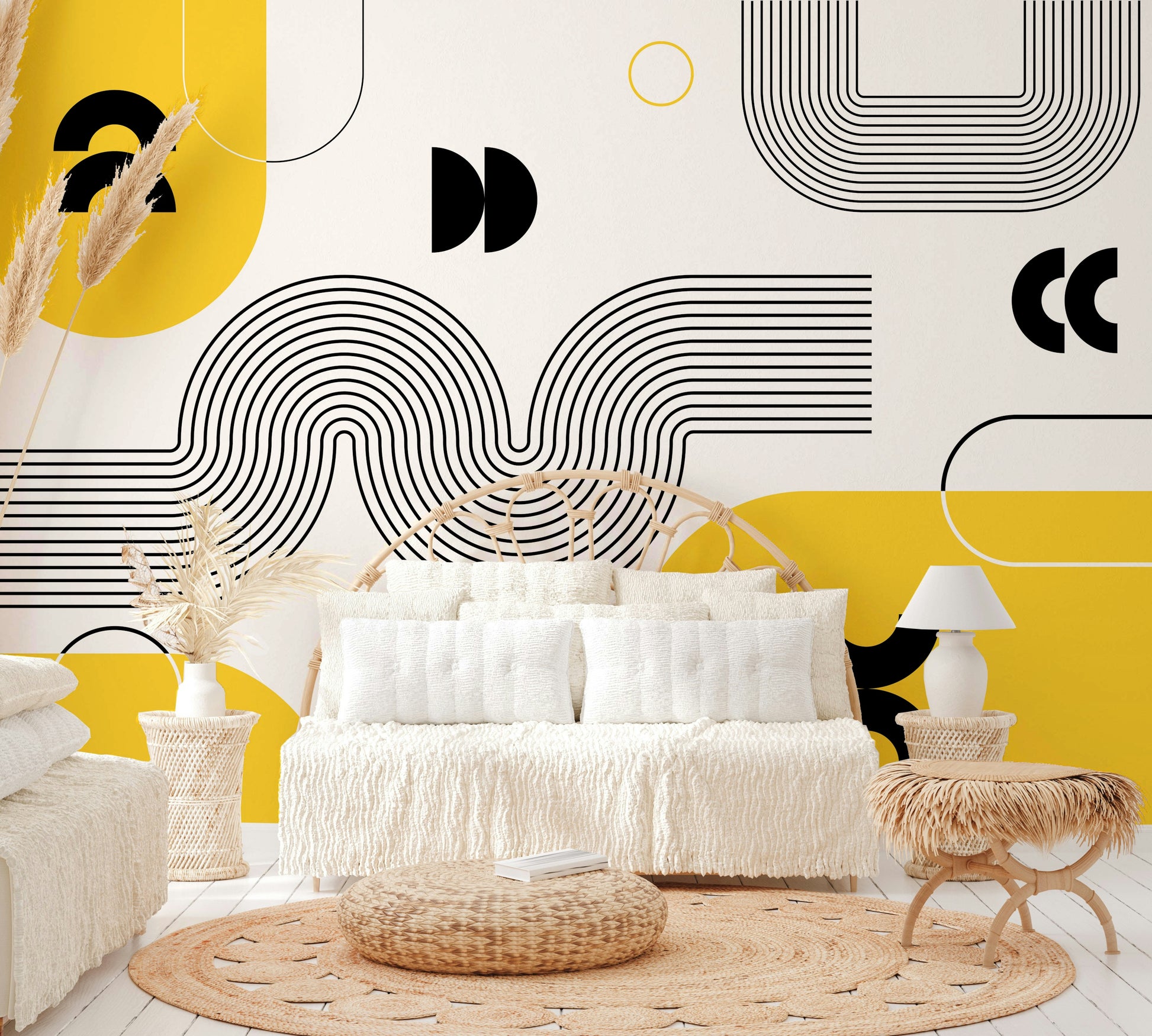 Bold colorful retro wallpaper for walls

