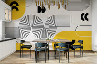 Bright and lively retro wallpaper close-up

