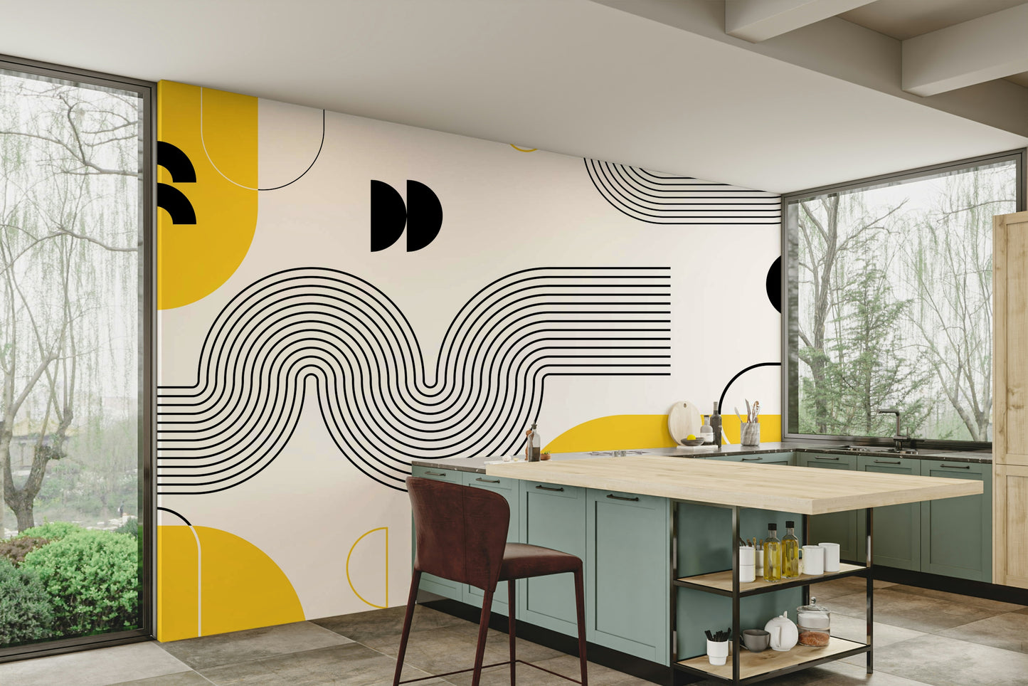 Fun and stylish retro wall mural detail

