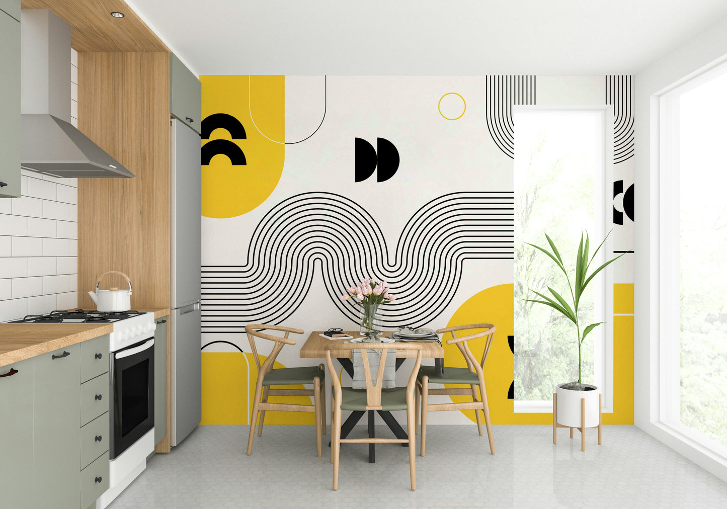 Modern Bold Retro Wall Mural full view

