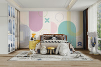 Bold shapes mural with minimalist styling

