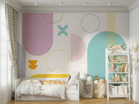 Minimalist wall mural with bold patterns


