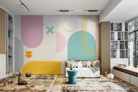 Eye-catching geometric mural for living spaces

