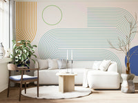 Neutral-toned geometric flow wall mural

