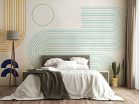 Abstract mural in soft neutral tones

