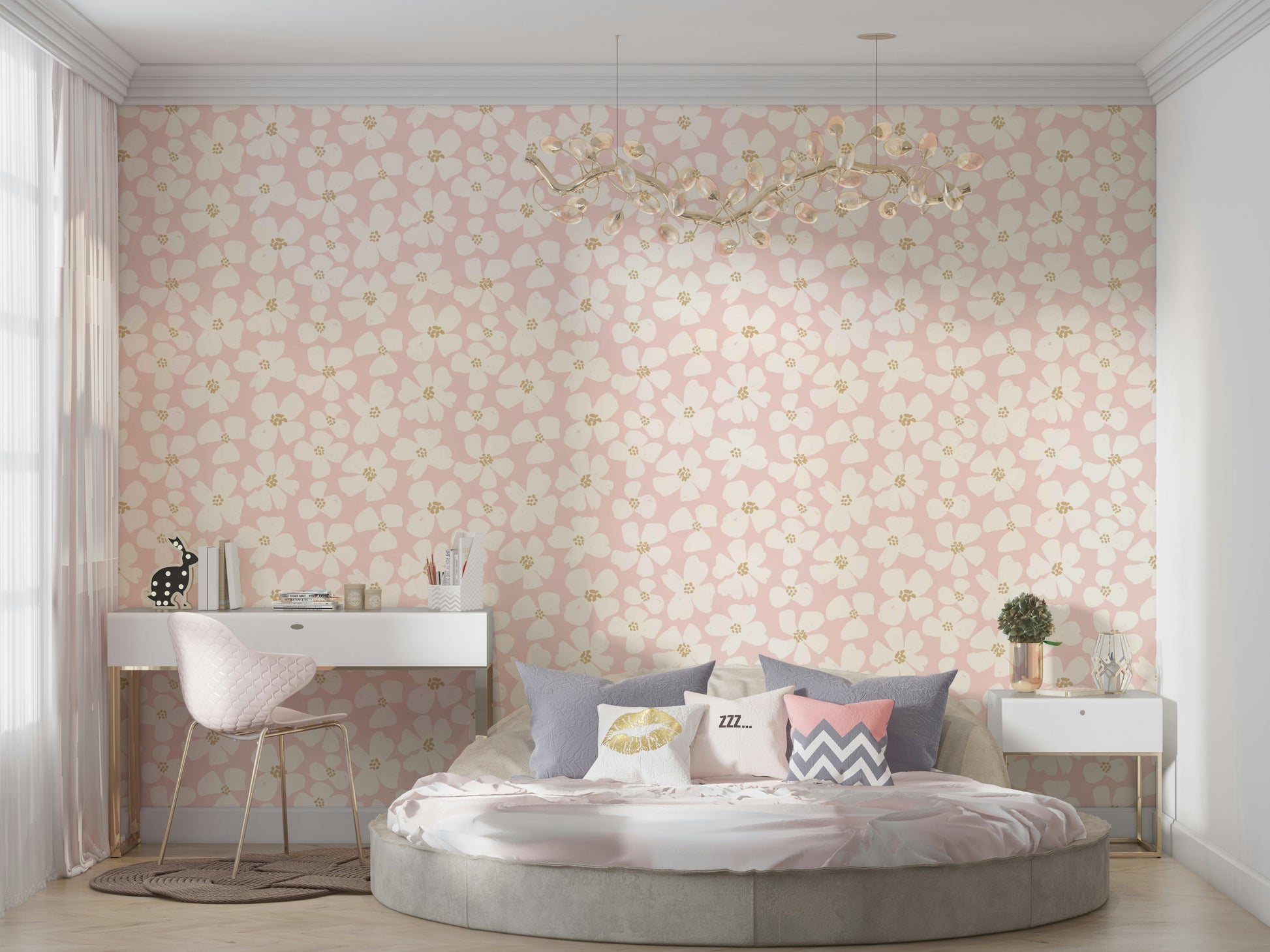 Blush Bloom wallpaper with soft pink floral pattern

