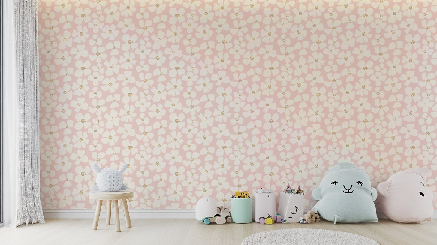 Light pink blush bloom wallpaper for home interiors

