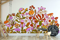Retro Bloom floral wallpaper in cozy home interior

