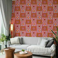Orange and crimson splash wall design

