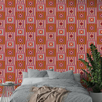 Red and orange vibrant wall pattern

