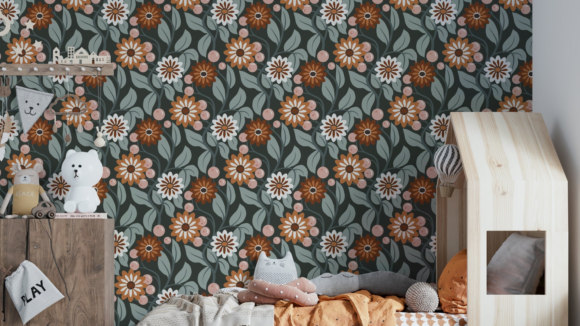 Retro Bloom Wallpaper with vibrant floral patterns

