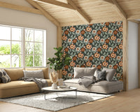 Colorful vintage floral wallpaper Retro Bloom style

