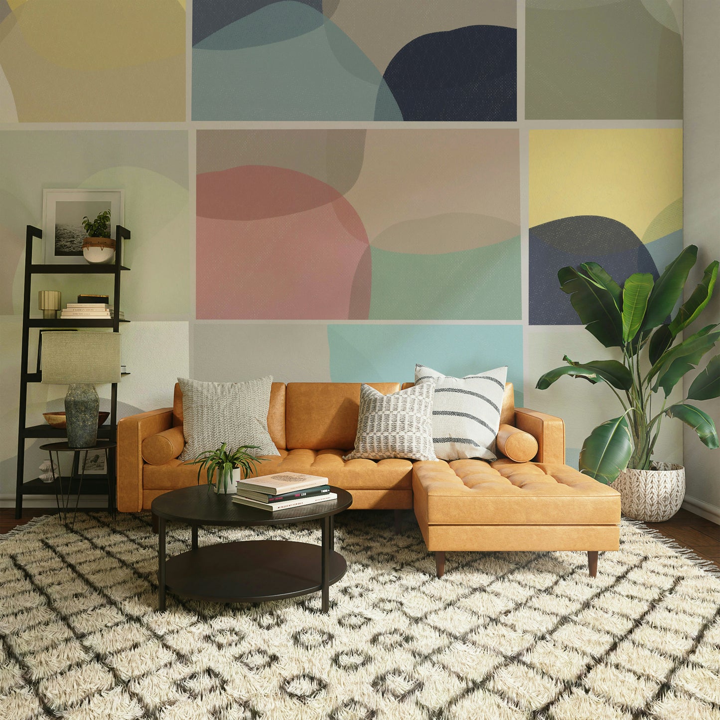 Bold multicolor wall mural design


