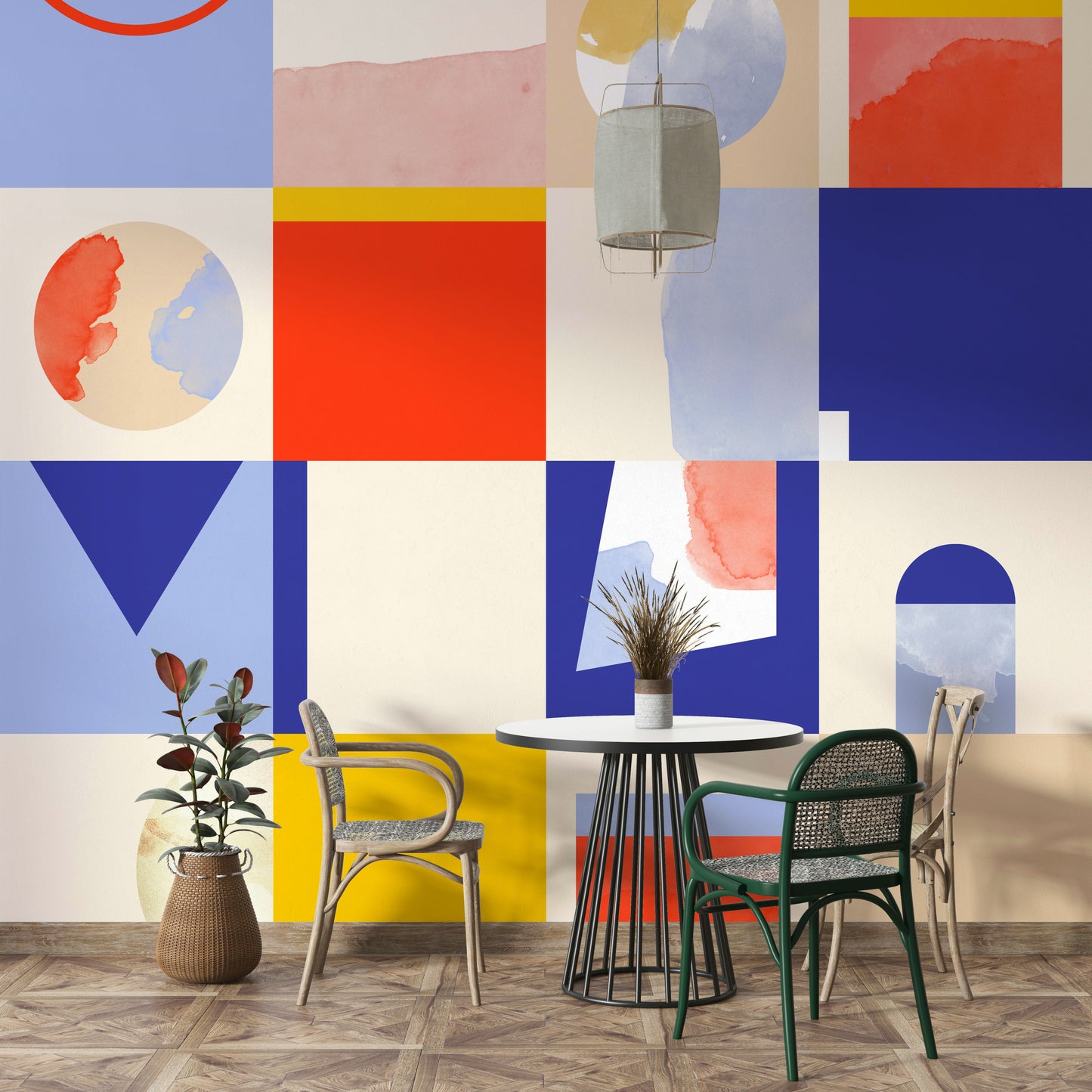 Bold paint stroke mural

