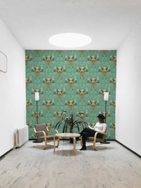 Deco tulip floral wallpaper serene aqua hues

