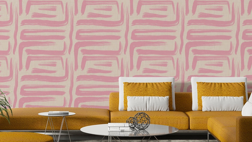Blush brushstroke mid century wallpaper

