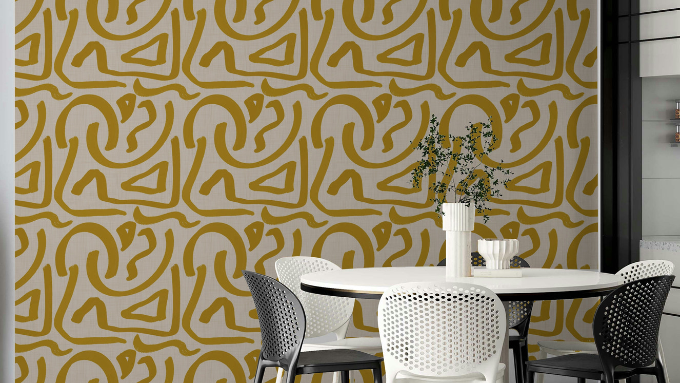 Mustard scribble brush wallpaper

